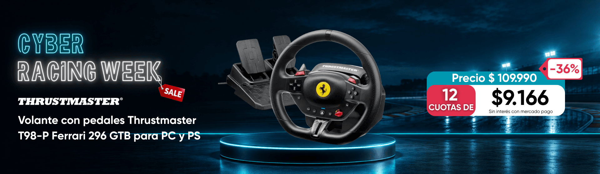Volante Thrustmaster T98-P Ferrari 296 GTB PC y PS