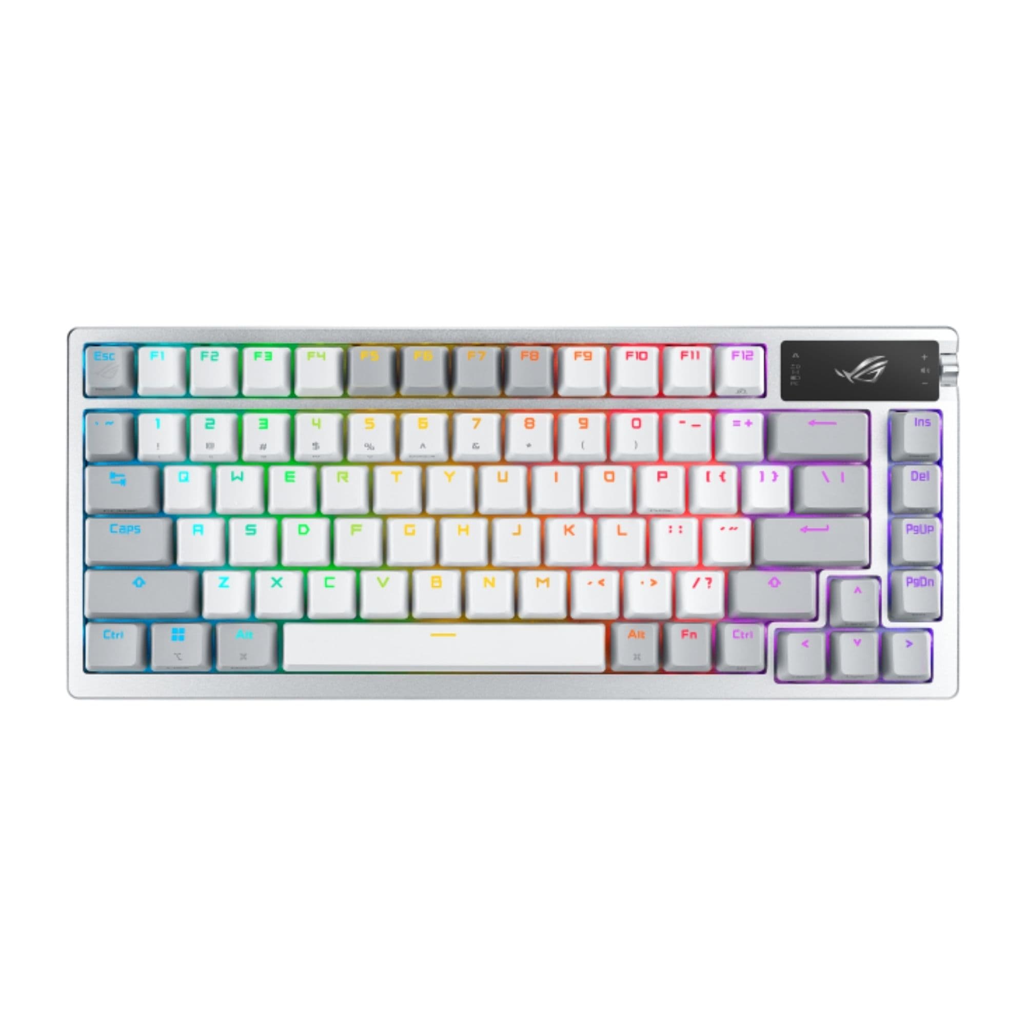 Teclado Gamer Mecánico Asus ROG AZOTH Gasket Mount OLED Inalámbrico Blanco Español