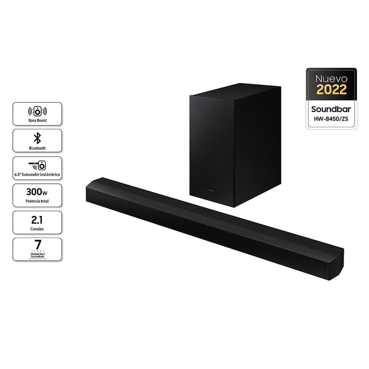 Soundbar Samsung HW-B450 Subwoofer incluido 2.1 300W